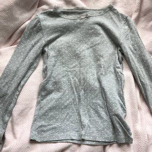 Grey long sleeve with white polka dots with lace